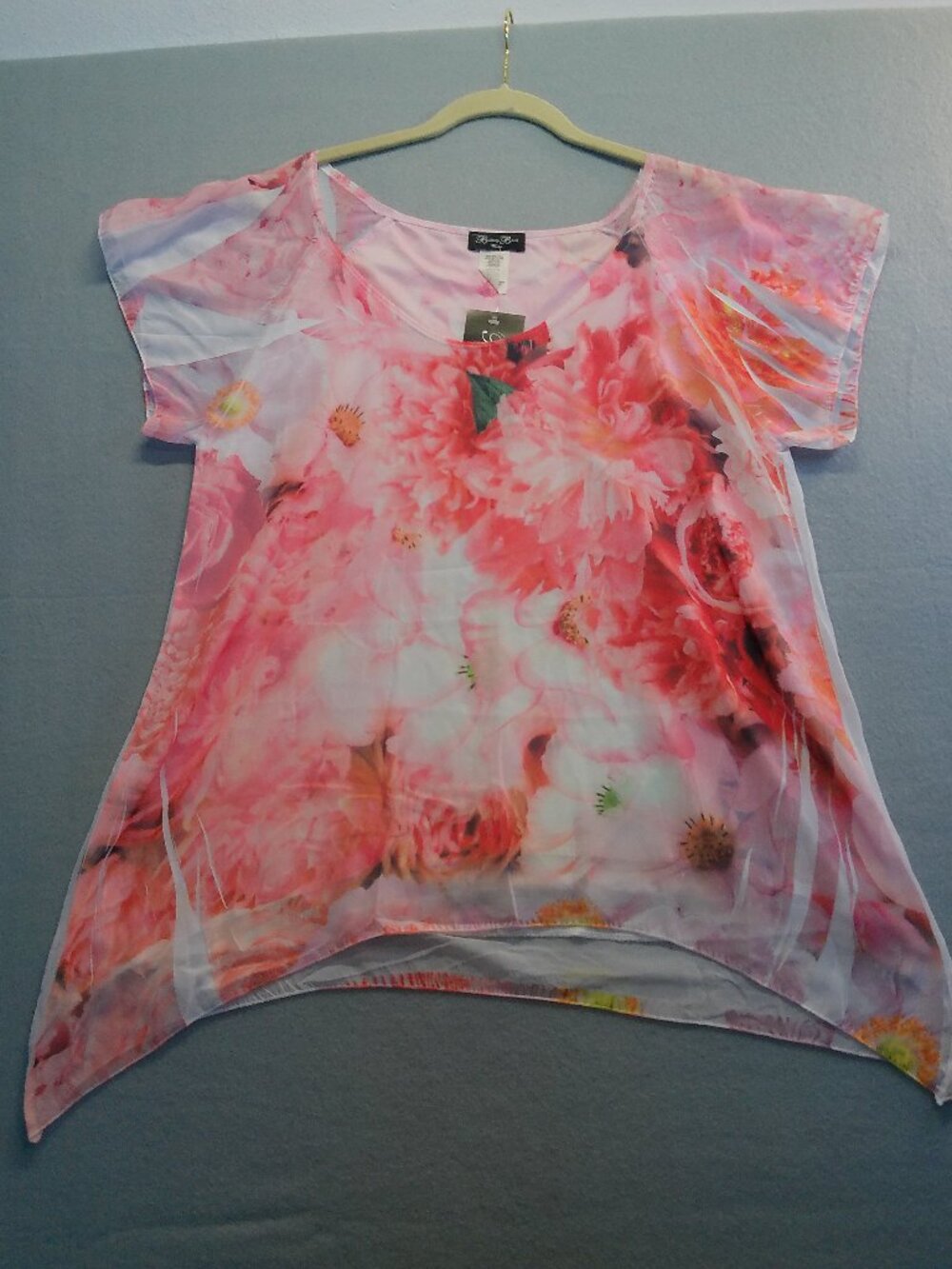 Floral Colorful Top Flutter Sleeve Blouse Brittany Black Size 1X